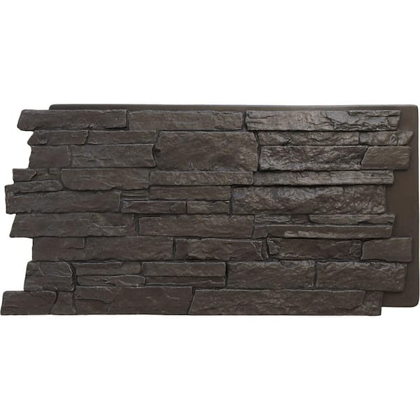 Ekena Millwork Acadia Ledge 49 in. x 1 1/4 in. River Moss Stacked Stone, StoneWall Faux Stone Siding Panel