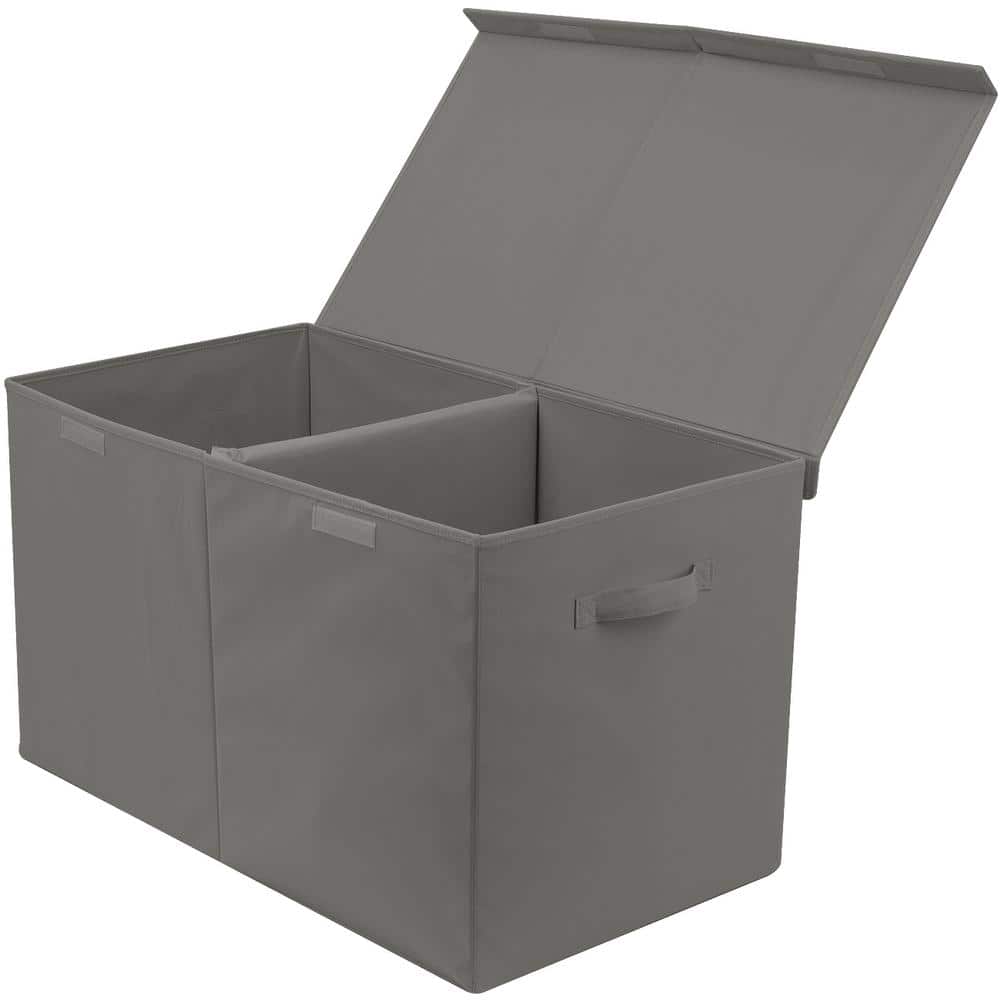 Flip-Top Lid Toy Storage Chest, Gray 27.5 in. x 16 in. Toy Bag, Large Colla