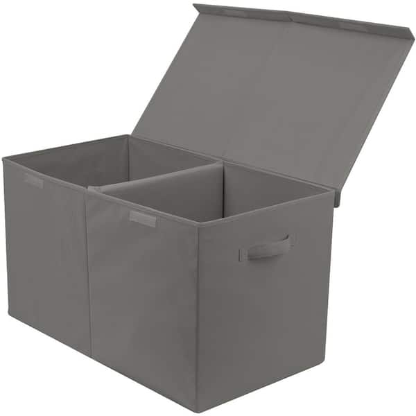 Flip-Top Lid Toy Storage Chest, Gray 27.5 in. x 16 in. Toy Bag, Large Collapsible Storage for Nursery