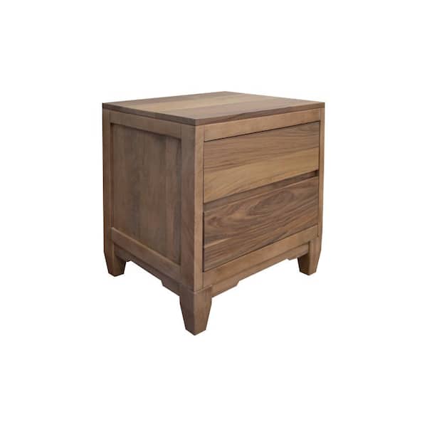 Hyn Brown 2 Drawer 23.5 in. W Nightstand