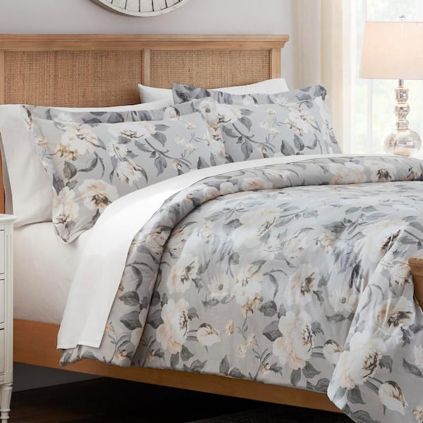  Grey Floral Bedding