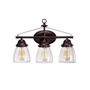 Yellowstone 18.75 in. 3-Light Oil Rubbed Bronze Vanity Light with Bubble Glass Shades