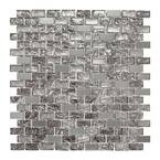 Palazzo Silver Metallic 11.875 in. x 11.375 in. Interlocking Brick Textured Glass Mosaic Tile (0.938 sq. ft./Each)