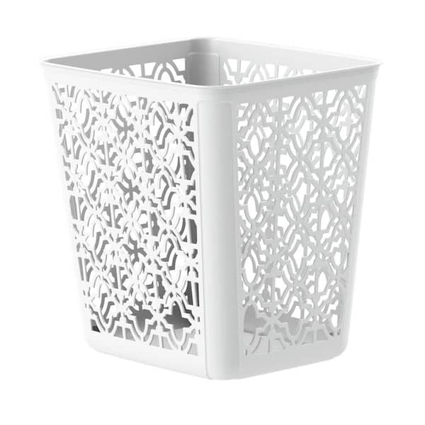 United Solutions 4 Gal. White Trellis Wastebasket