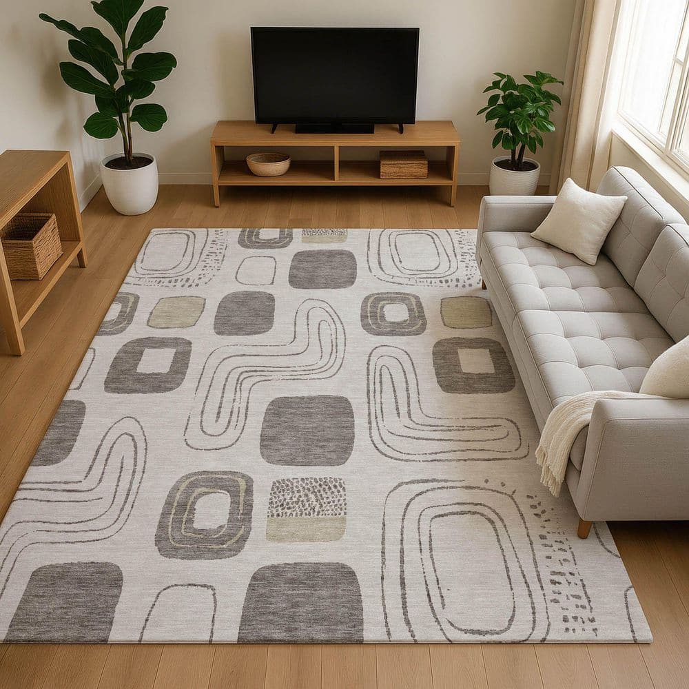 Mayfield Premium Machine Washable Abstract AMF1670 Beige 5 ft. x 7 ft. 6 in. Area Rug price history on PriceWatchPro