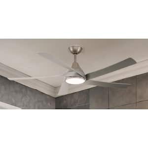 Transonic 56 in. Indoor Brushed Nickel Windmill Ceiling Fan with Warm White Integrated LED with Remote Included