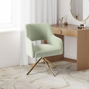 Stain Resistant Boucle Fabric Upholstered Swivel Vanity Stool Side Chair for Living Room Home Office in Desert Sage