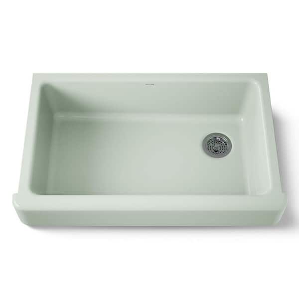 Whitehaven 35.5 in. Farmhouse/Apron-Front Single Bowl Aspen Green Cast Iron Kitchen Sink