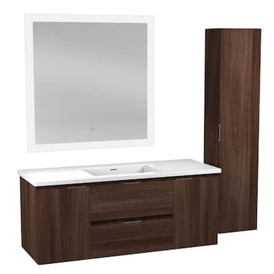 48 in. W x 18 in. D x 20 in. H Single Sink Bath Vanity Set in Brown with White Vanity Top and Mirror