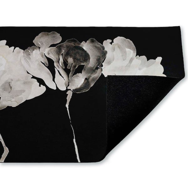 Trio in Light on Black 18 in. x 30 in. Polyester Non-Slip Outdoor Door Mat