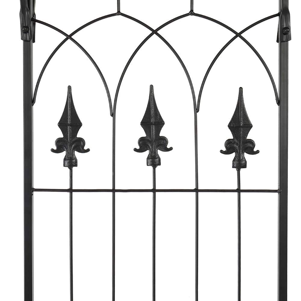 Black Iron Flat Top Garden Arbor Trellis for Climbing Plants