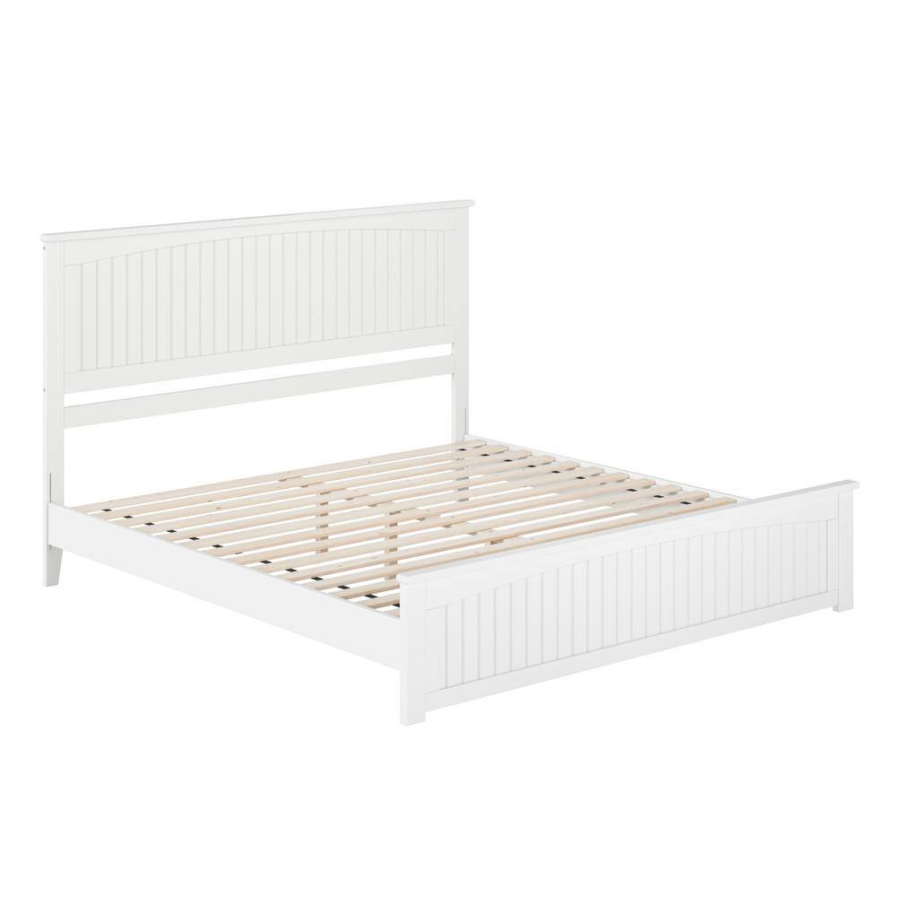 AFI Naples White Solid Wood Frame King Low Profile Platform Bed with ...