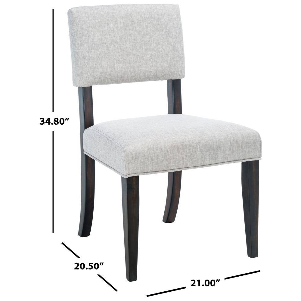 Luis High Back Black Wood Side Chair with Linen Upholstery