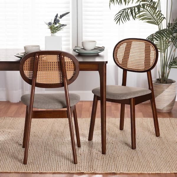 Baxton Studio Darrion Grey and Walnut Brown Dining Chair (Set of 2)