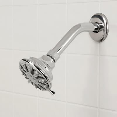 3-Spray 3.5 in. Single Wall Mount Fixed Adjustable Shower Head in Chrome
