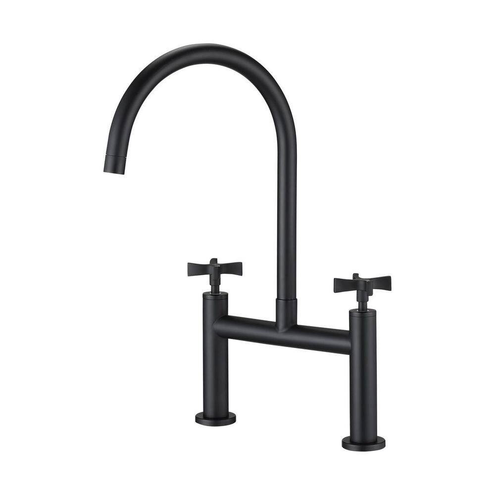 YASINU DoubleHandle Bridge Kitchen Faucet with Cross Handles in Matte