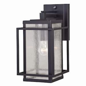 Hyde Park 1 Light Dusk to Dawn Bronze Mission Outdoor Wall Lantern Clear Glass