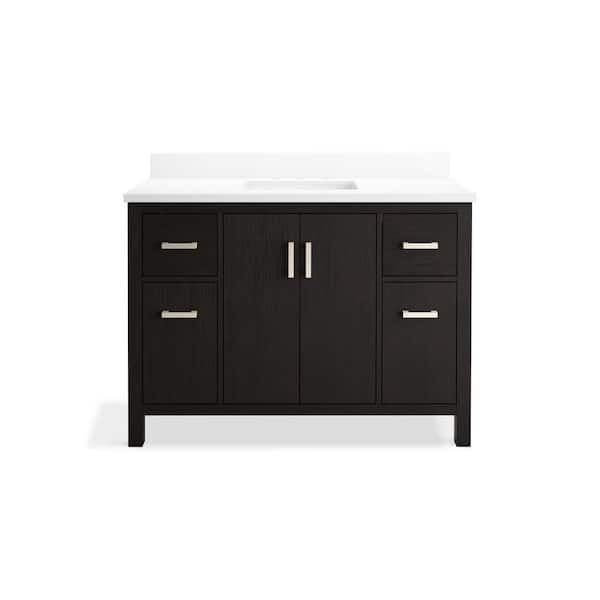 KOHLER Kresla 49.02in. Single Sink Freestanding Carbon Oak Bath Vanity with White Quartz Top Assembled