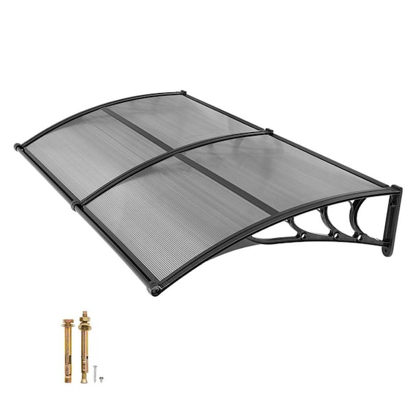 Awnings for Door Entrance, 38 x 78 in., Exterior Front Door Window Awnings with Drainage and ABS Bracket, Smoky Gray