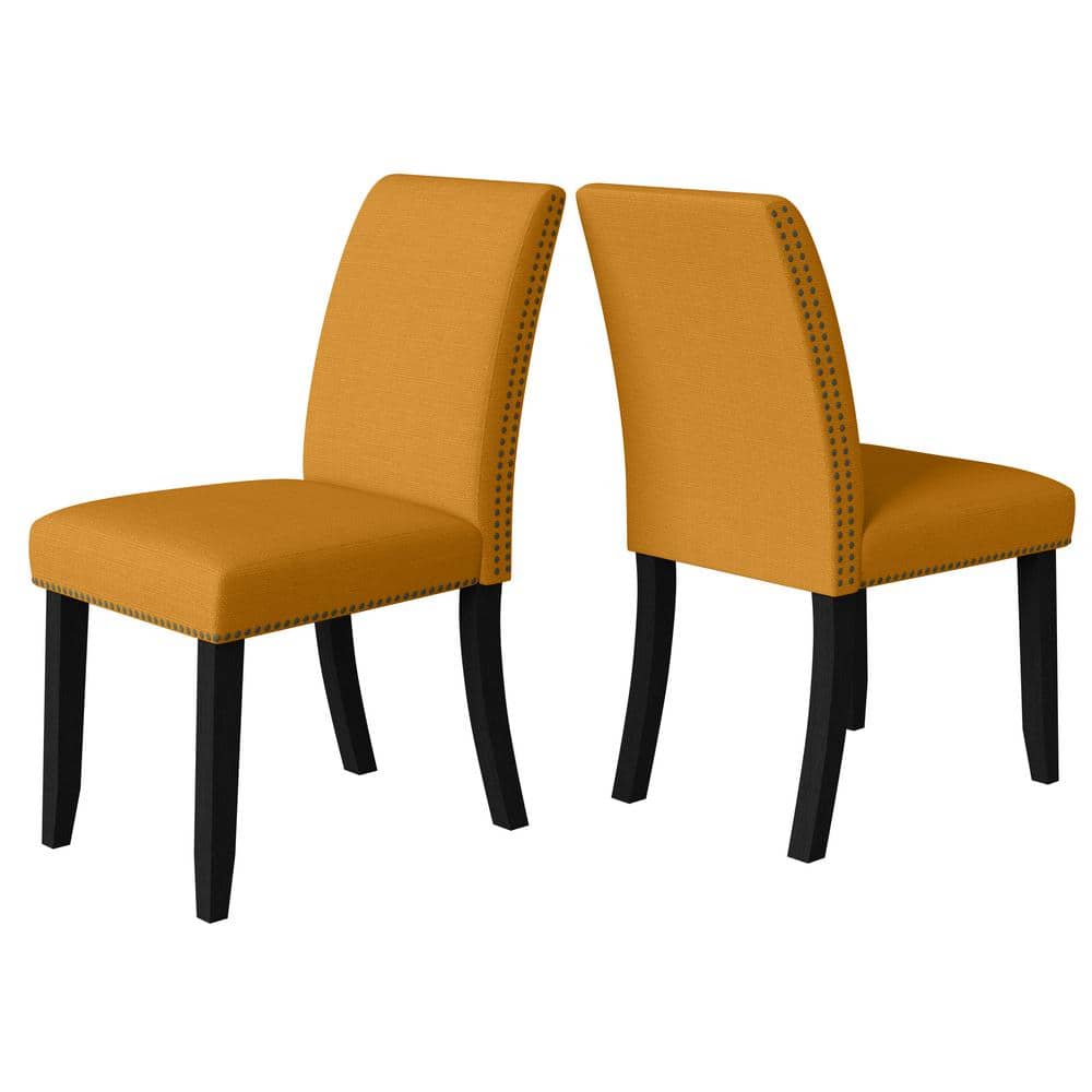 Handy Living Stefan Mustard Yellow Linenlike Fabric Dining Side Chairs