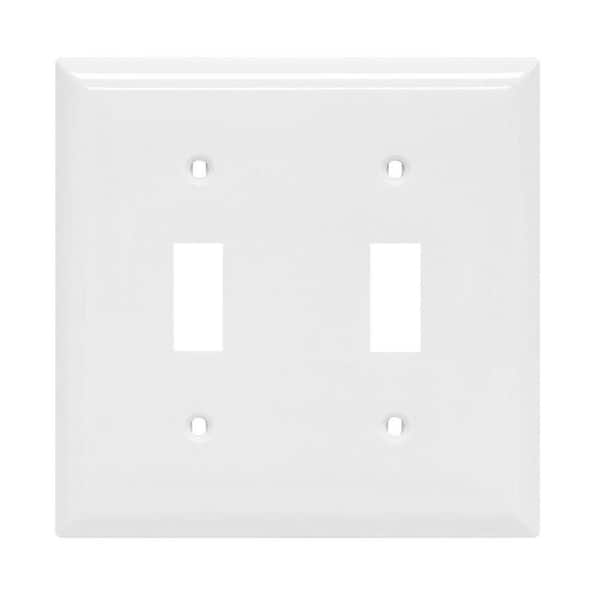 Power Gear White 2-Gang Toggle Wall Plate (1-Pack)