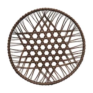 Hand-Woven Rattan Open Weave Basket Wood Wall Art Decor
