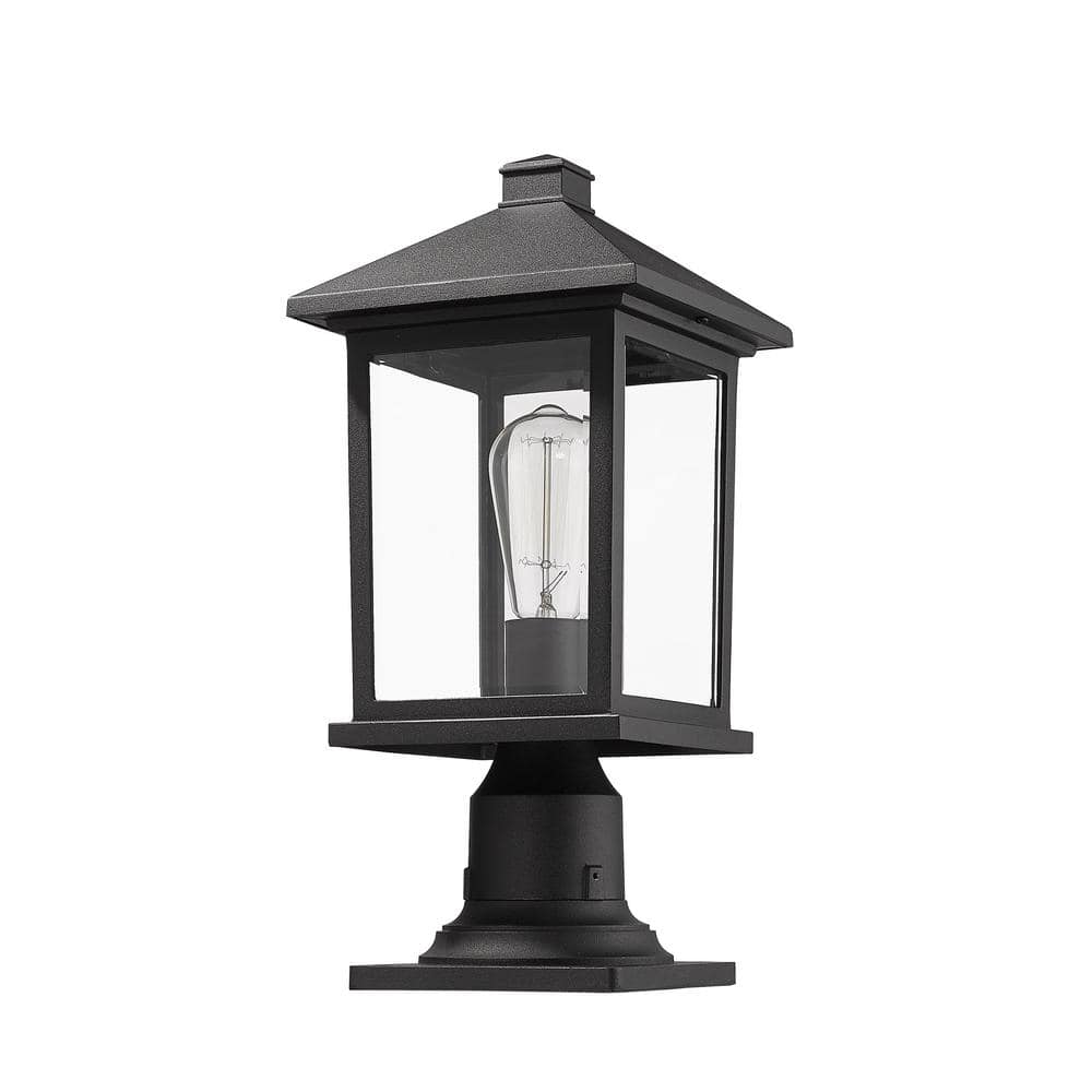 Portland Black Cast Aluminum 18" Outdoor Pier Mount Lantern