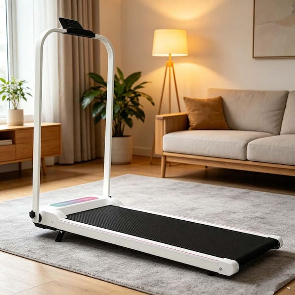 Foldable Treadmill with Handle Bar and InclinePortable Under Desk