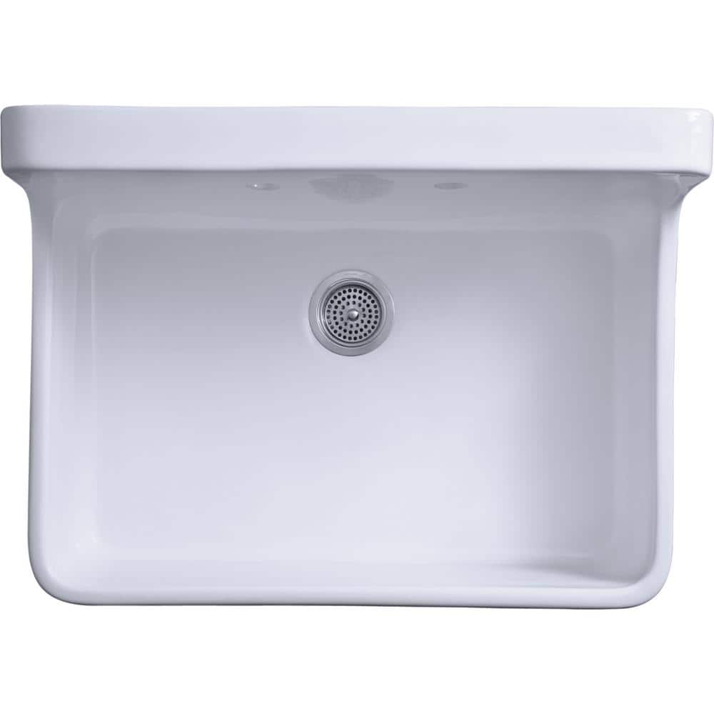White Ceramic Farmhouse Single-Bowl Kitchen Sink