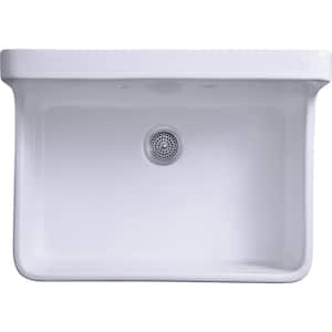 Gilford Farmhouse Apron Front Wall Mount Vitreous China 30 in. 2-Hole Single Bowl Kitchen Sink in White