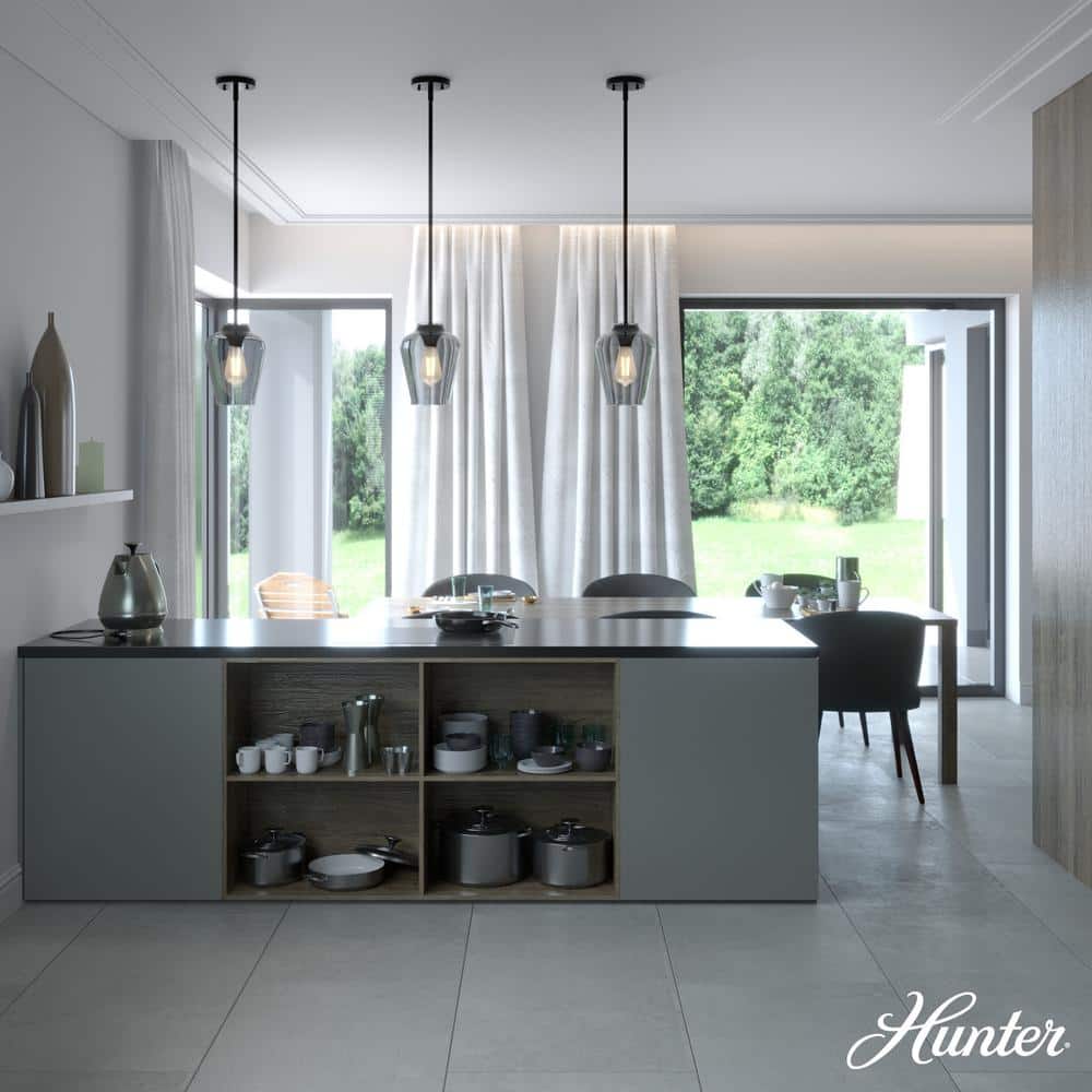 Vidria Matte Black 7.25" Mini Pendant Light with Vase-Shaped Glass