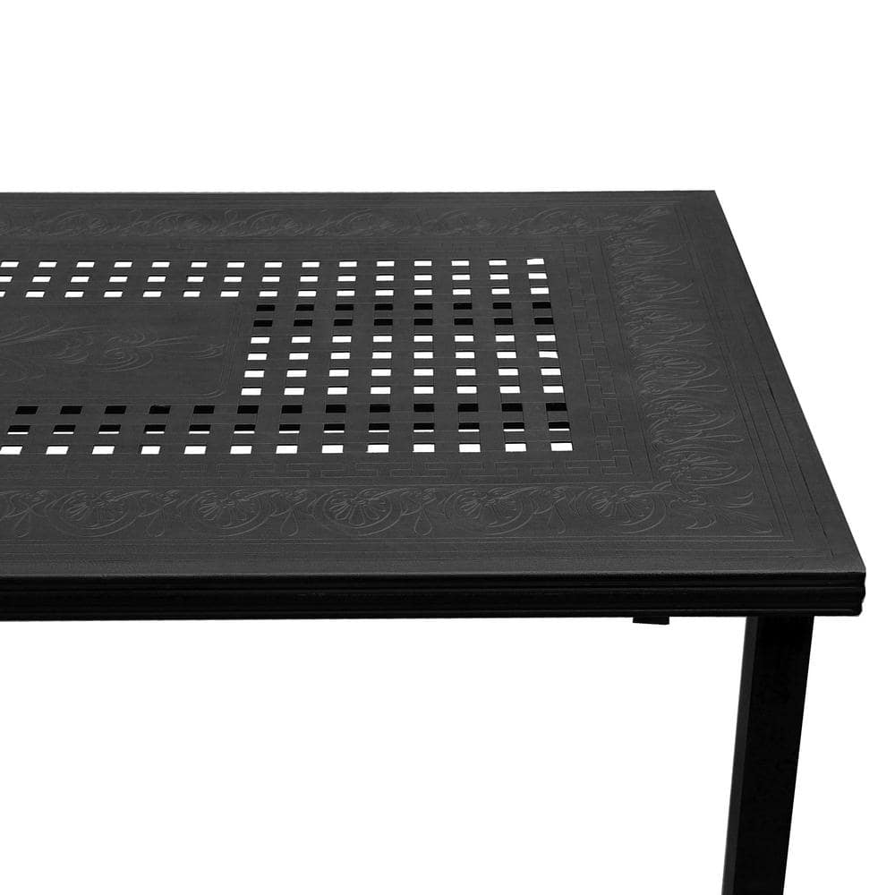 Black Aluminum 95" Rectangular Outdoor Patio Dining Set with 8 Chairs