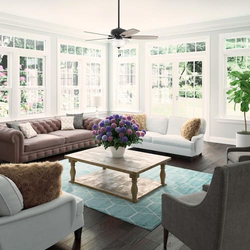 Stratford 52 in. LED Indoor Matte Black Ceiling Fan with Light Kit Ceiling Fans With Lights