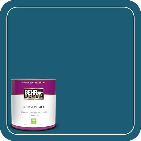 BEHR PREMIUM PLUS 1 qt. #540D-7 Deep Blue Sea Eggshell Enamel Low Odor Interior Paint & Primer