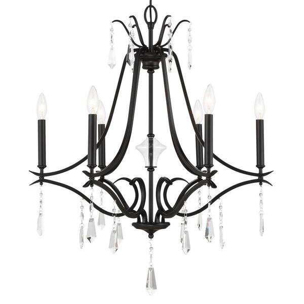 Minka Lavery Laurel Estate 6-Light Black Chandelier 4446-66A - The