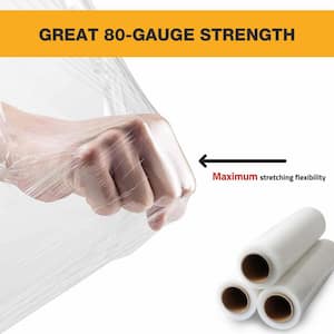 18 in. W x 1500 ft. L 80 Gauge Pallet Wrap Stretch Film Hand Shrink Wrap (1 Roll)