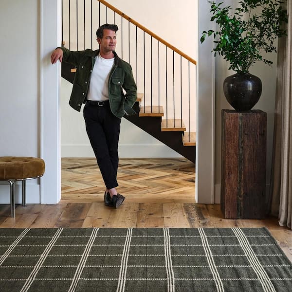Nate Berkus x Rugs Downing Plaid Wool Cozy Green 8 ft. x 10 ft. Indoor Area Rug