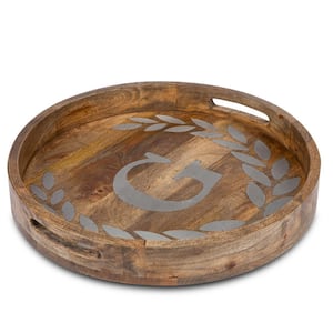 27 in. Round Mango Wood Serving Tray "G"