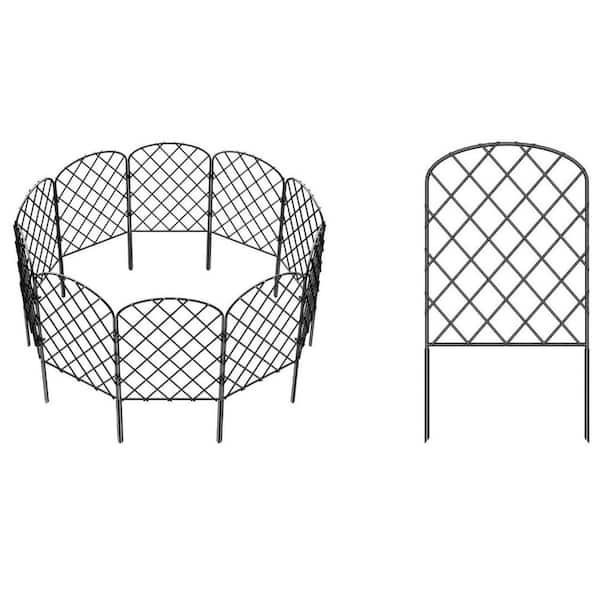 24 in. x 27 ft. Metal Edging Framed Privacy Fencing Panel, Arched Animal Barrier Border for Patio Yard, Black (25-Pack)