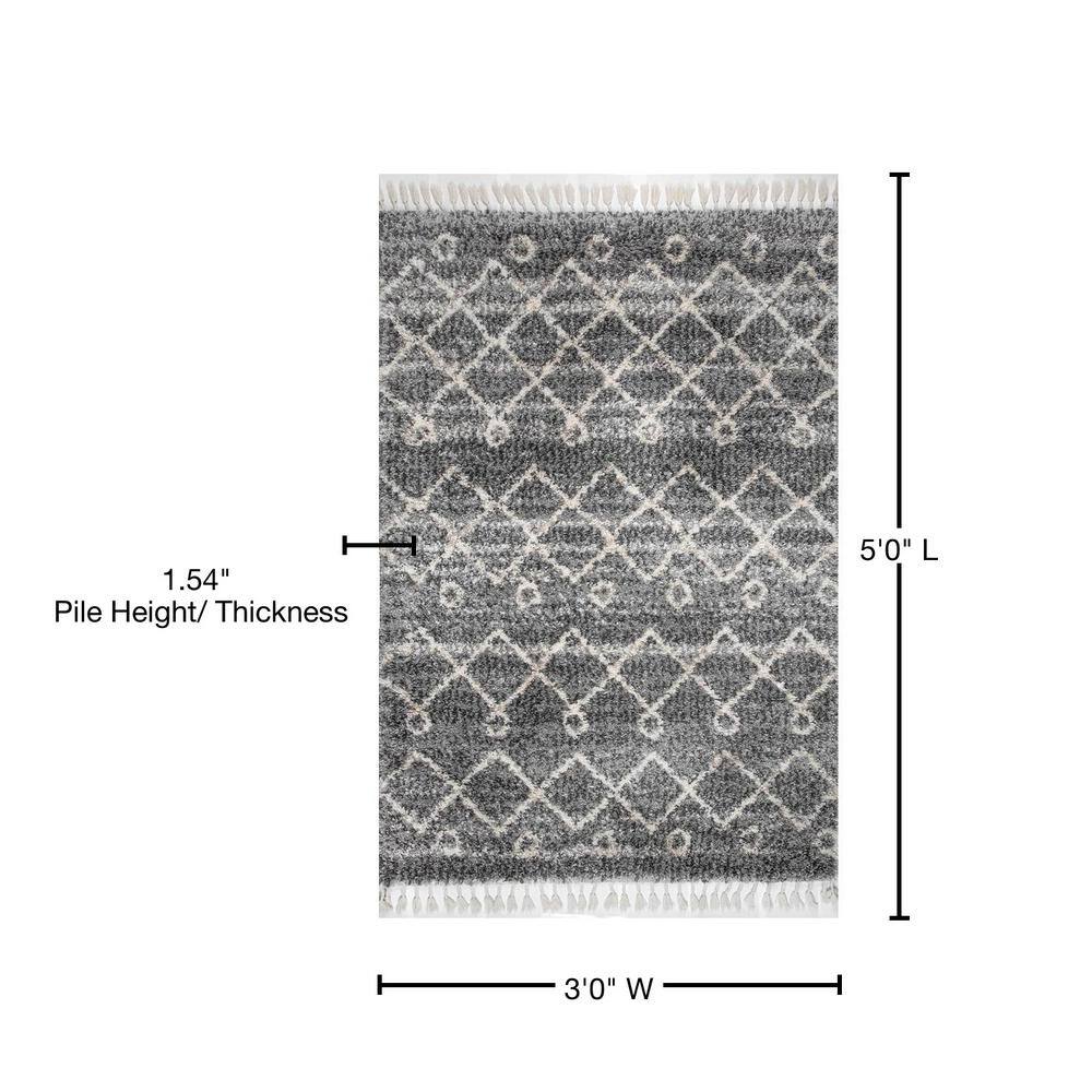 Cozy Comfort Gray Rectangular Shag Rug 3' x 5'