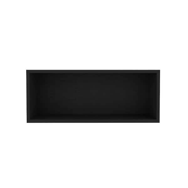 Unbranded Enhanced Usability Black Rock 12.5 in. Modern Particle Board Decorative Wall Cabinet with Open Storage (Pack of 1)