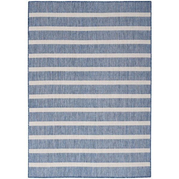 Nourison Positano Navy Ivory 5 ft. x 7 ft. Stripes Contemporary Area Rug
