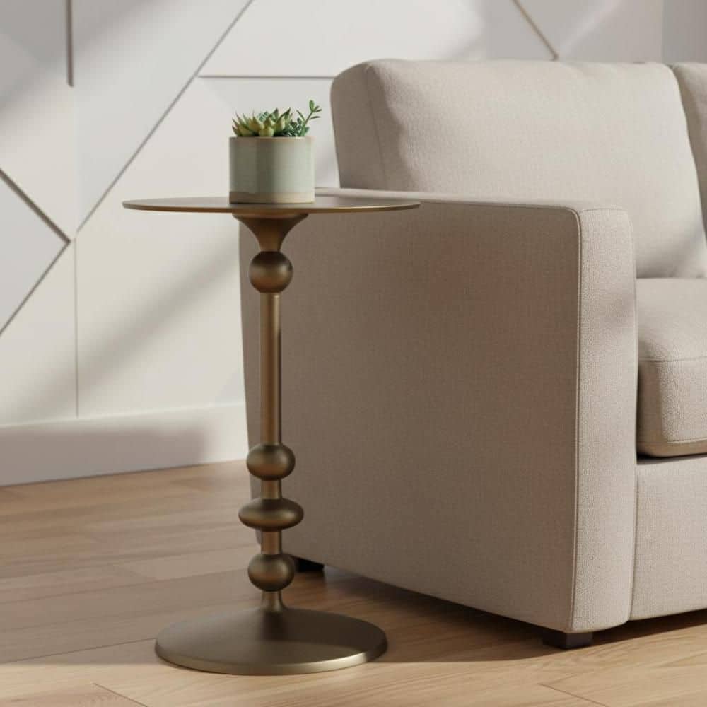 12.00 in. Gold Round Aluminum End Table