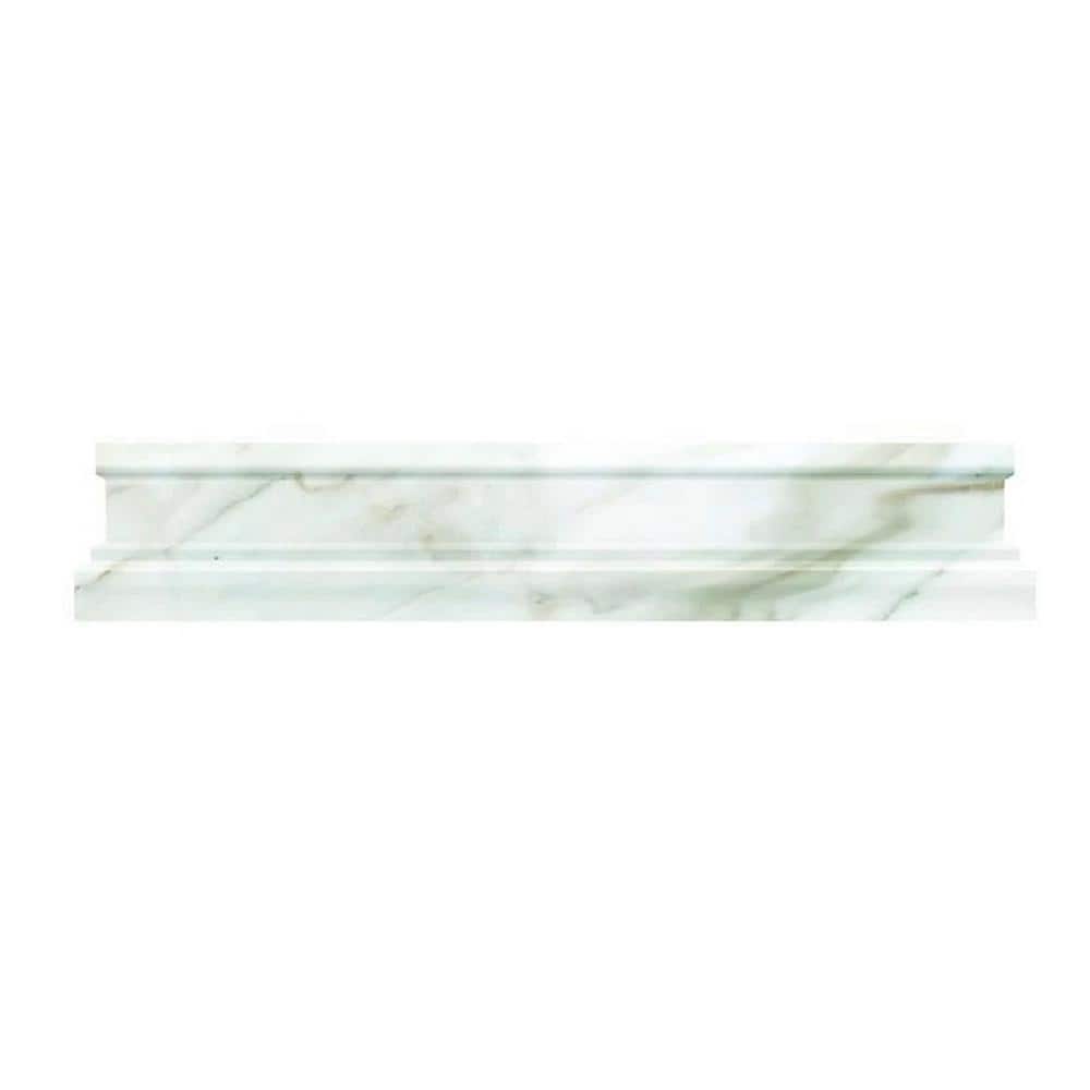 Apollo 12" White Polished Marble Chair Rail Tile Trim