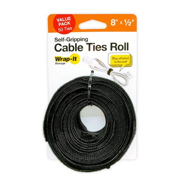 Wrap-It Storage 8 in. Self-Gripping Cable Ties Roll (50-Pack)