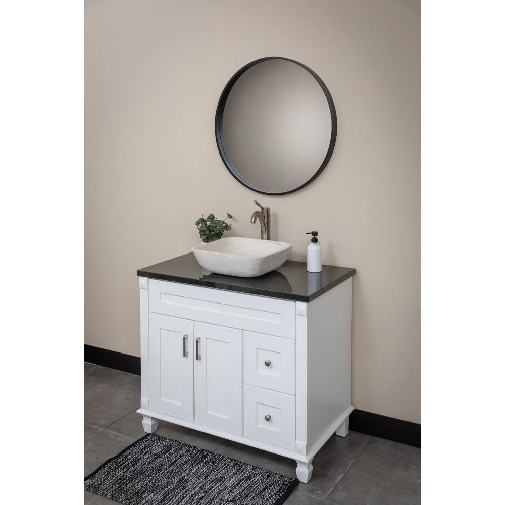 Creamy White Marble Square Bathroom Vessel Sink