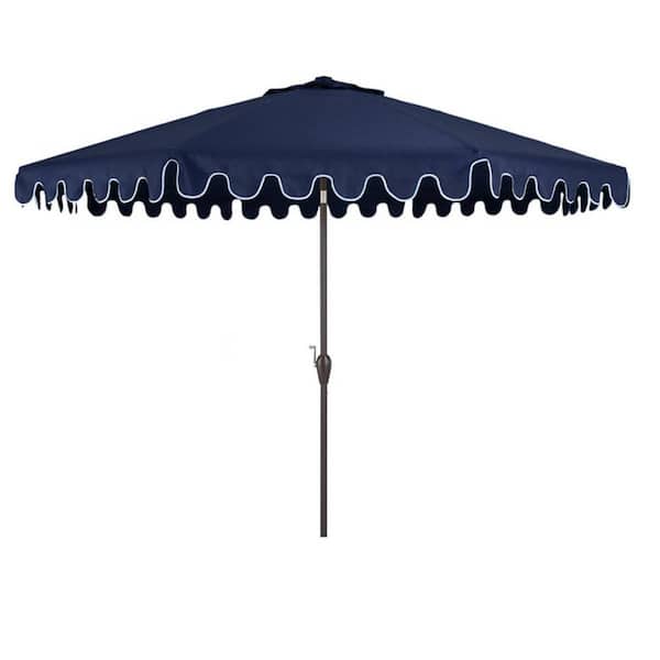 HomeRoots 9 ft. Market Push Button Patio Umbrella in Navy