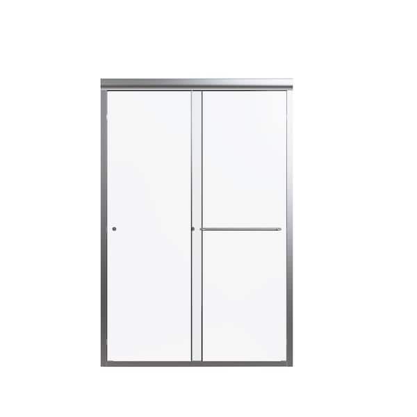 44-48 in. W x 72 in. H Double Sliding Semi-Frameless Bypass Shower Door in Chrome w/ 1/4 in. (6 mm) Thick Tempered Glass