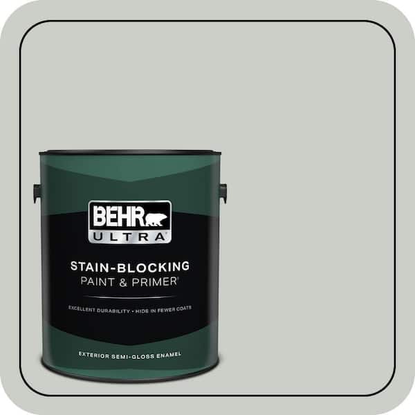 BEHR ULTRA 1 gal. #PWL-89 Silver Setting Semi-Gloss Enamel Exterior Paint & Primer