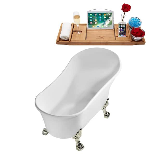 63 in. Acrylic Clawfoot Non-Whirlpool Bathtub in White